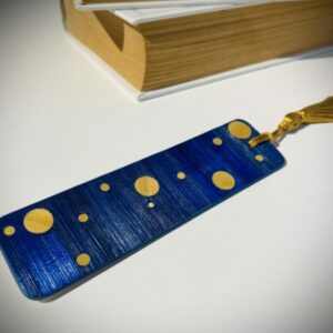 Marque-page bleu nuit avec cercles dorés – Collection Nuit Dorée