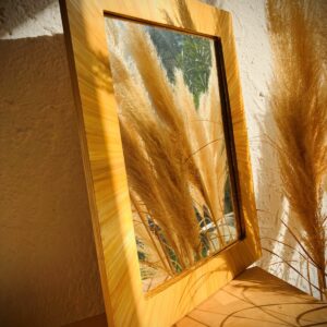 Miroir rectangulaire doré en marqueterie de paille – Collection Reflet Doré